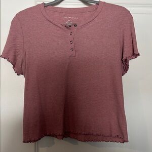 American Eagle Outfitters Dust Rose Ribbed Crop Top